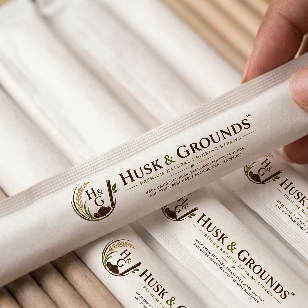 Wrapped Husk & Grounds Premium Natural Drinking Straws